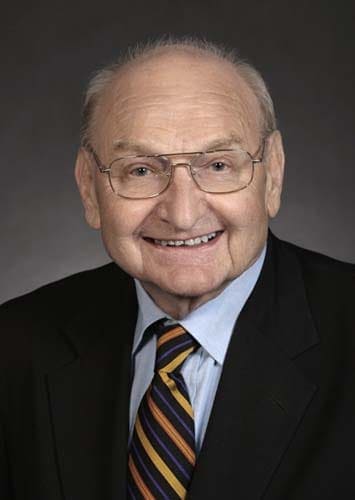Elderly Person Wearing Glasses, Suit and Striped Tie